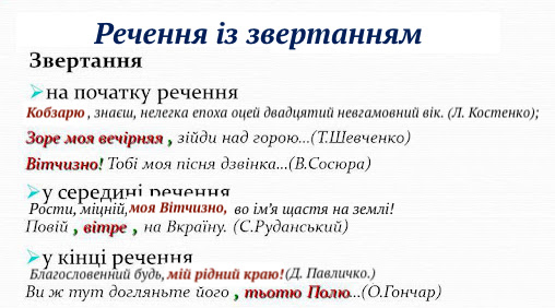 Речення з поширеним звертанням